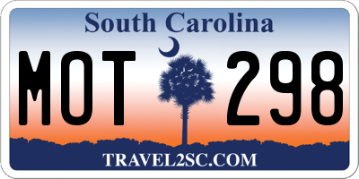 SC license plate MOT298