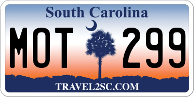 SC license plate MOT299