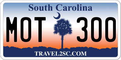 SC license plate MOT300
