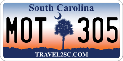 SC license plate MOT305