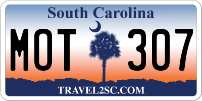 SC license plate MOT307