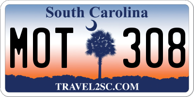 SC license plate MOT308