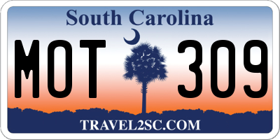 SC license plate MOT309