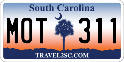 SC license plate MOT311