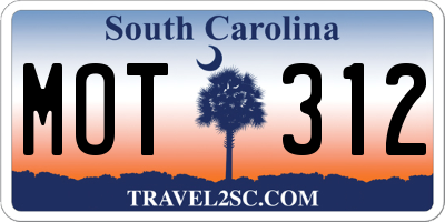 SC license plate MOT312