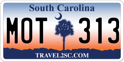 SC license plate MOT313