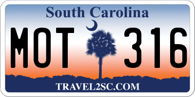 SC license plate MOT316