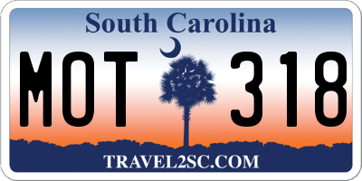 SC license plate MOT318