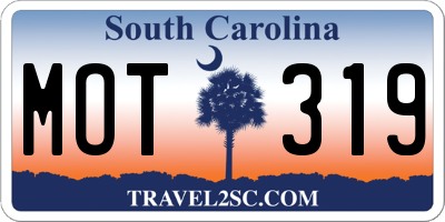 SC license plate MOT319