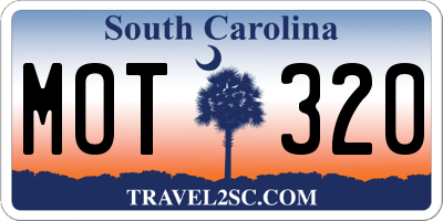 SC license plate MOT320