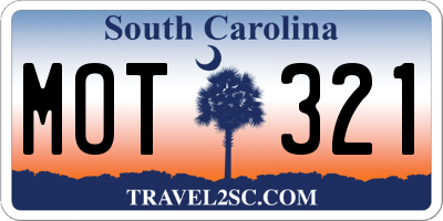 SC license plate MOT321