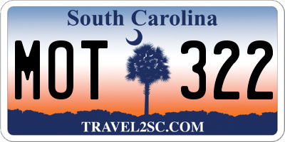 SC license plate MOT322