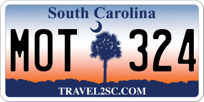 SC license plate MOT324