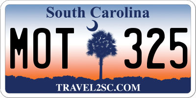 SC license plate MOT325