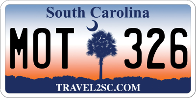 SC license plate MOT326