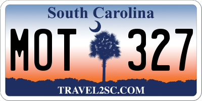 SC license plate MOT327