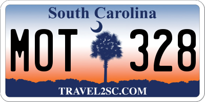 SC license plate MOT328