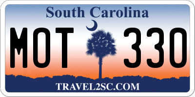 SC license plate MOT330
