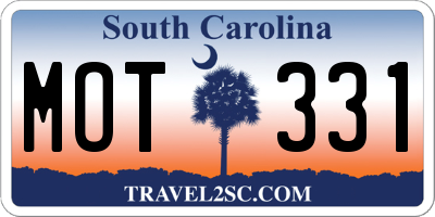 SC license plate MOT331
