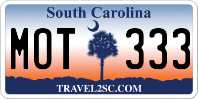 SC license plate MOT333