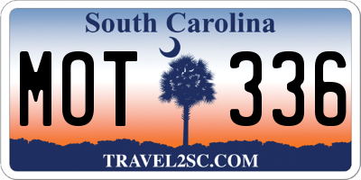 SC license plate MOT336