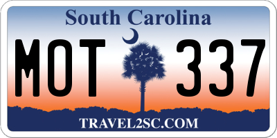 SC license plate MOT337
