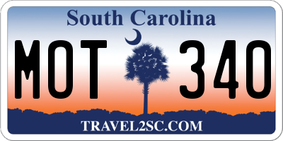 SC license plate MOT340