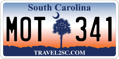 SC license plate MOT341
