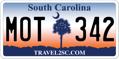 SC license plate MOT342