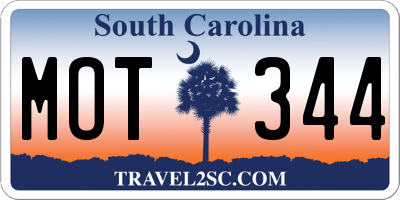 SC license plate MOT344