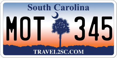 SC license plate MOT345