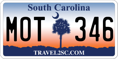 SC license plate MOT346