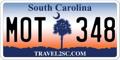SC license plate MOT348