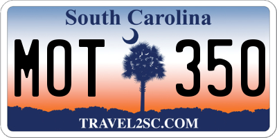 SC license plate MOT350