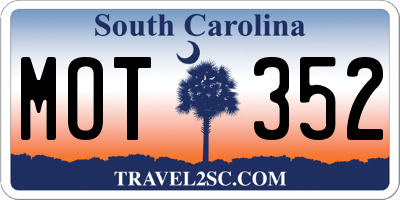 SC license plate MOT352