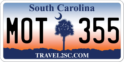 SC license plate MOT355