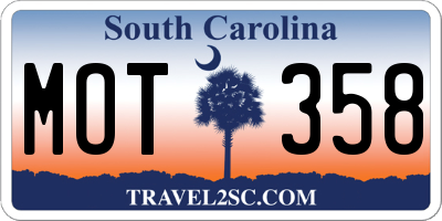 SC license plate MOT358
