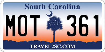 SC license plate MOT361