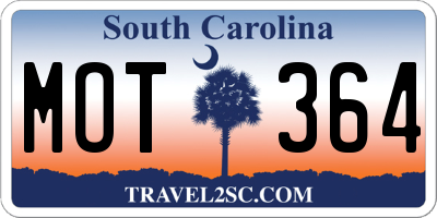 SC license plate MOT364