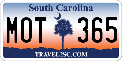 SC license plate MOT365