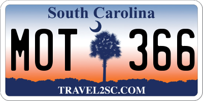 SC license plate MOT366