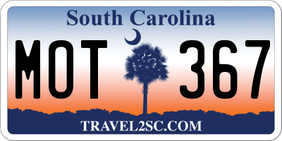 SC license plate MOT367