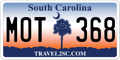 SC license plate MOT368