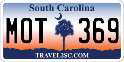 SC license plate MOT369