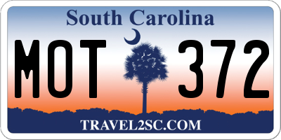 SC license plate MOT372