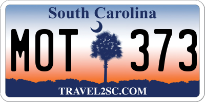 SC license plate MOT373