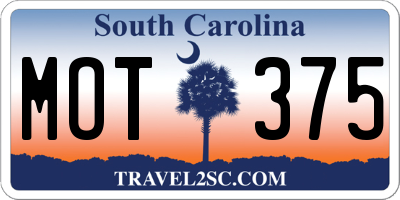 SC license plate MOT375