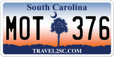 SC license plate MOT376