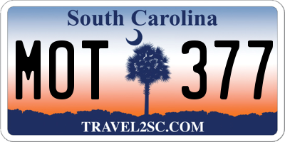 SC license plate MOT377