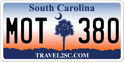 SC license plate MOT380